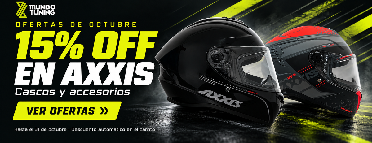15% OFF en Axxis: cascos y accesorios. Hasta el 31 de octubre. Descuento automático en el carrito.