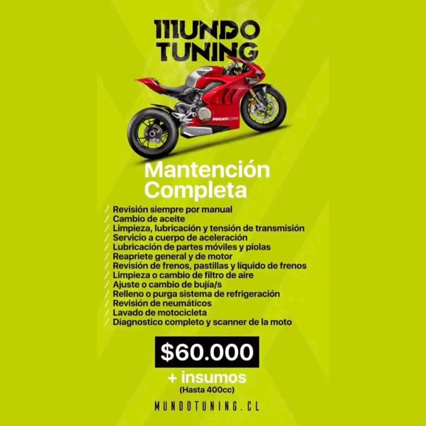 Mantenimiento completo hasta 400 cc