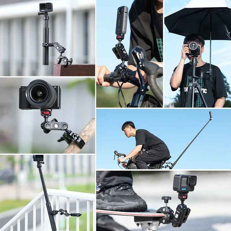 Soporte Clamp Doble para Insta360 y GoPro